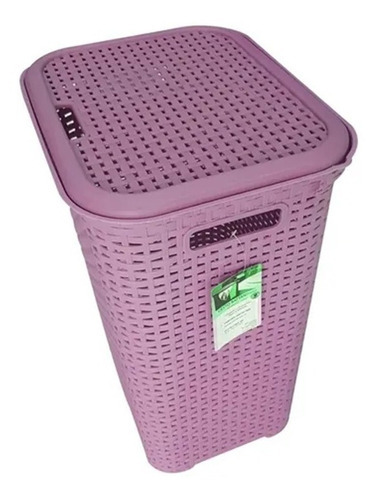 Cesto Canasta Rattan Grande Para Ropa En Colores Con Tapa Color Rosa