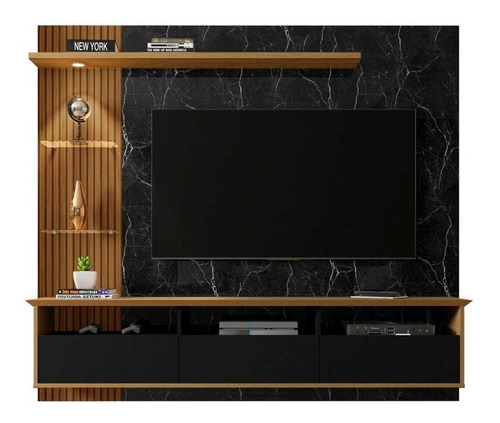 Panel Rack Tv 60 Trend Negro Canela Marmol