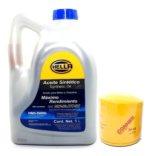 Garrafa 5w50 Sinteti Hella + Filtro Aceite Mariner 2006-2007