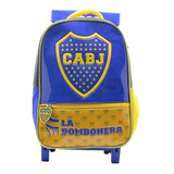 Mochila Boca Juniors Jardín C/ Carro 12 Pulgadas Licencia Of Color Azul Diseño De La Tela Liso