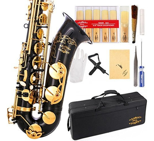Saxofón Tenor Plano Con Estuche Cañas De 10 Piezas