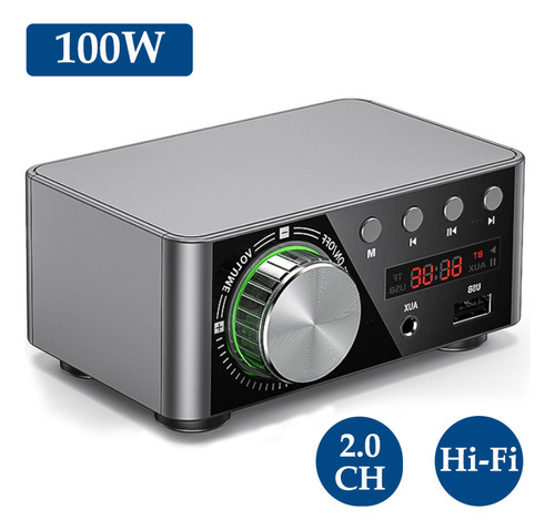 Amplificador Digital Hifi Bt5.0 Mini Estéreo De 100 W
