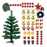Árvore Natal Decorada Com Pisca + 60 Enfeites 120cm Completa
