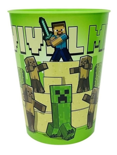 Vaso Infantil De Plástico Cresko Minecraft Color Verde