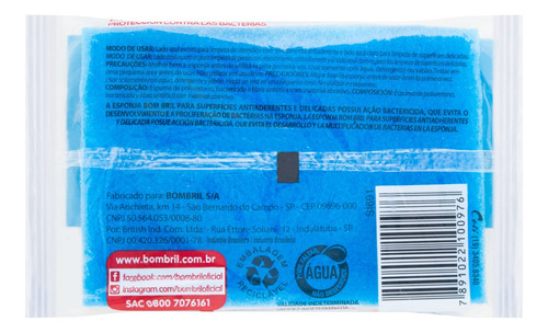 Esponja Bom Bril Antiaderente De Espuma De Poliuretano Azul