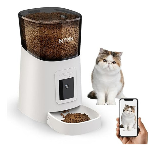 Alimentador Automático Para Gatos Wifi Cámara 6 Litros