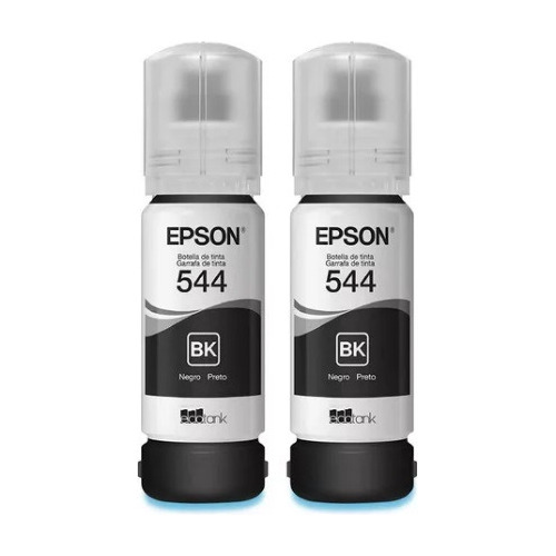 Kit Com 02 Garrafas Tinta Original Epson T544120 T544 Preta