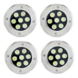 Kit 4 Balizador De Chão Led 7w Luminária Solo Jardim Spot