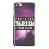 Funda Celular Parental Advisory Morado Aviso Musica  Cel