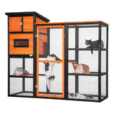 Casa Para Gatos C/2 Salas De Descanso; Petsfit Outdoor Catio