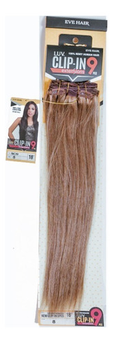 Extension De Cabello 100% Natural Luv Clip In 9 18 PuLG Comb Color #8-rubio Medio Dorado