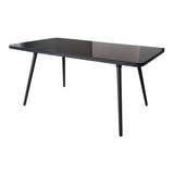 Mesa Para Comedor Aluminio Cristal Marieta Promobel Color De La Tapa Negro