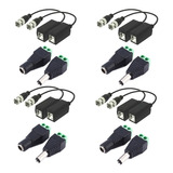 4 Par Video Balun Y 4 Pares De Conectores De Corriente