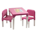 Mesinha Infantil Para Atividades Com 2 Cadeira Baby Hercules Cor Rosa