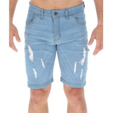 Bermuda De Mezclilla Slim Para Hombre Short Casual De Moda 