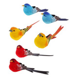 6pcs Pájaros Decorativos Falsos Artificiales De Para