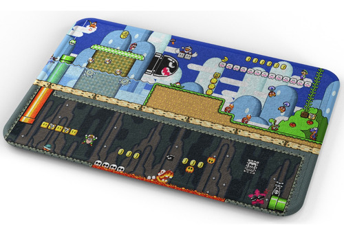 Tapete Mario Bros 2 Mundos Retro Mario Baño Lavable 40x60cm