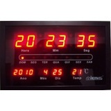 Relogio Parede Digital Led Herweg 6289 Termometro Calendario