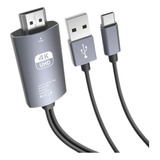 Cabo Adaptador Tipo C P / Hdmi E Usb 4k 30hz Projetor Tv 2m