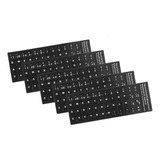 5 X Etiquetas Stickers Teclado Español Negro Letras Blancas