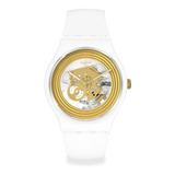 Swatch Reloj Golden Rings White Pulsera Movimiento Cuarzo Color De La Malla Blanco Color Del Bisel Blanco