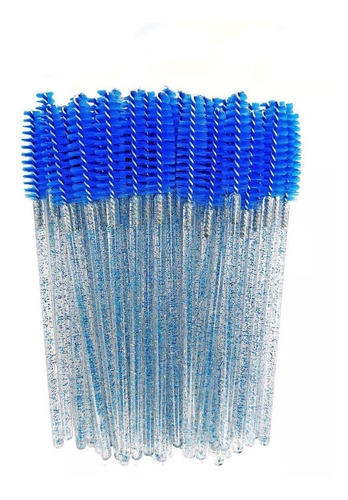Kit 50 Escovinhas Descartáveis Sobrancelhas Cílios Atacado Cor Azul