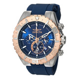 Reloj Invicta Aviator 22523 Silicona Azul Oro Rosa Elegante
