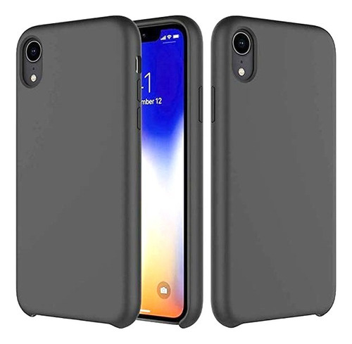 Capa  Para iPhone XR - Cor Cinza Chumbo Fundo Aveludado