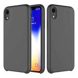 Capa  Para iPhone XR - Cor Cinza Chumbo Fundo Aveludado