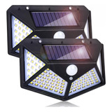 Aplique Lampara Solar X2 114 Led Con Sensor De Movimiento.