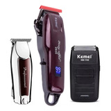 Kit Combo 3 Maquinas Corte Cabelo Barbeiro Acabamento Shaver