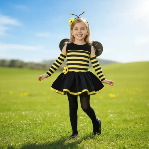 Disfraz De Abeja Con Alas Para Niñas - Vestido Festival De La Primavera