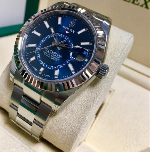 Relógio Rolex Skydweller Azul Com Caixa E Certificado