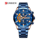 Reloj Cronógrafo Luminoso Curren Moda Hombre Color Del Bisel Rose Blue