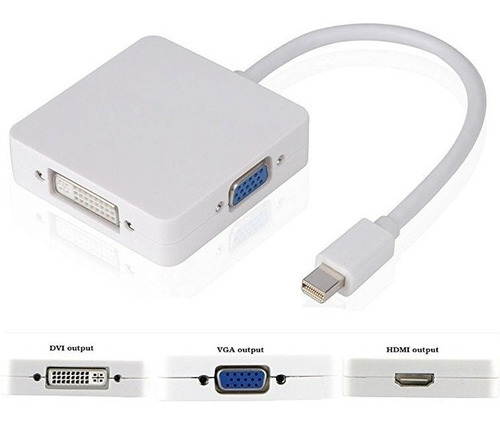 Topoint 3 En 1 Mini Displayport Dp Del Rayo A Vga Dvi Hdmi