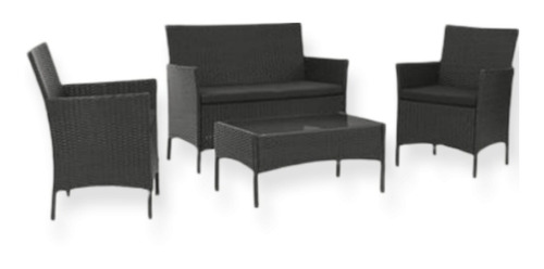 Juego Living Exterior Jardin Rattan Set 4 Piezas Premium Imp