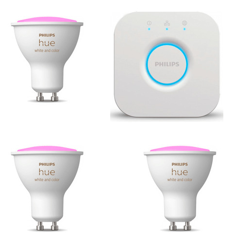 Philips Hue Lámpara Gu10 Rbg 5,7w X3 Unidades + Bridge