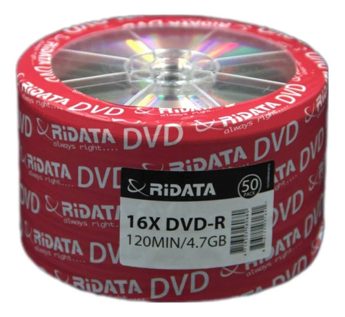 Pack Cd's Ridata Dvd-r 50 Unidades 16x 4.7 Gb 