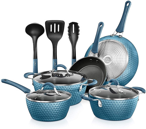 Set De Ollas De Cocina Nutrichef Antiadherente, 11 Pzs Azul