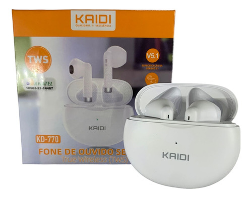 Fone  Bluetooth Sem Fio Kaidi Branco Original 