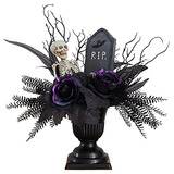 Centro De Mesa De Halloween Con Flores Artificiales, 15 PuLG