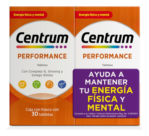 Pack X2 Cajas De Multivitamínicos Centrum Performance C/30