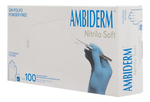Guante De Nitrilo Soft No Esteril Azul 100pz - Ambiderm