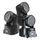 Kit 3 Mini Moving Head Wash 7 Led 10w Quadriled Rgbw Dmx