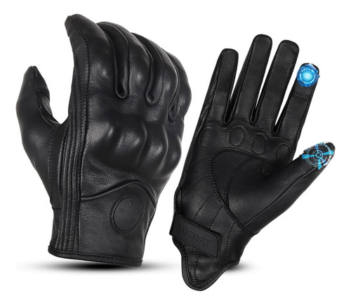 Guantes Aptos Pantalla Táctil De Cuero De Cabra Para Moto