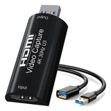 Amzhrly Tarjeta De Captura De Video 4k Hdmi A Usb 3.0 1080p 