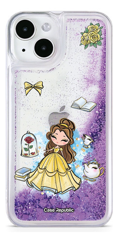 Funda Celular Para iPhone La Bella Disney Glitter Liquida