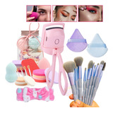 Kit Completo Para Maquillar Brochas Esponjas Encrespador 