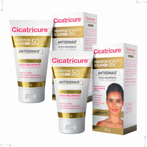 Kit 2 Protetor Solar Facial Fps 50 Cicatricure Antissinais