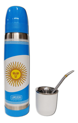 Termo Lumilagro Inox. Bandera + Mate Bco + Bomb 340 - Fdn